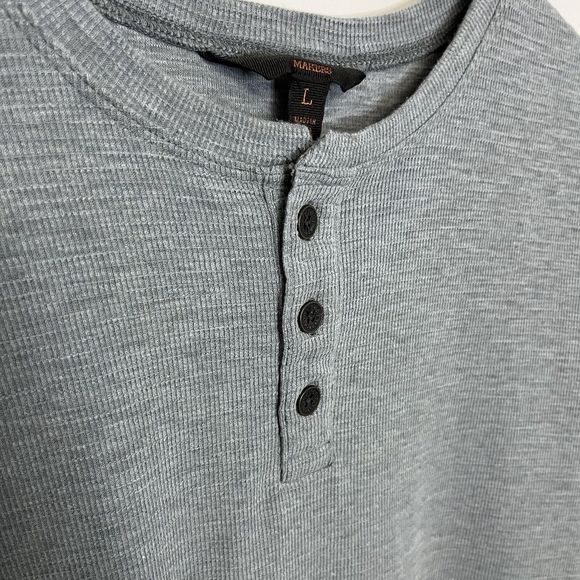 Outpost Maker Henley Mens Large Short Sleeve Gray Cotton W/ Buttons Logo NWOT - Picture 3 of 11